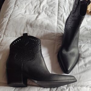 Marc Fisher Black Cutout Heeled Boots